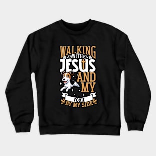 Jesus and dog - Smooth Fox Terrier Crewneck Sweatshirt